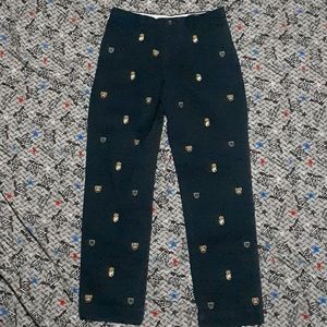 Ralph Lauren Polo Slim Fit All Over Print Pants Chino Chinos Navy Blue AOP Logo